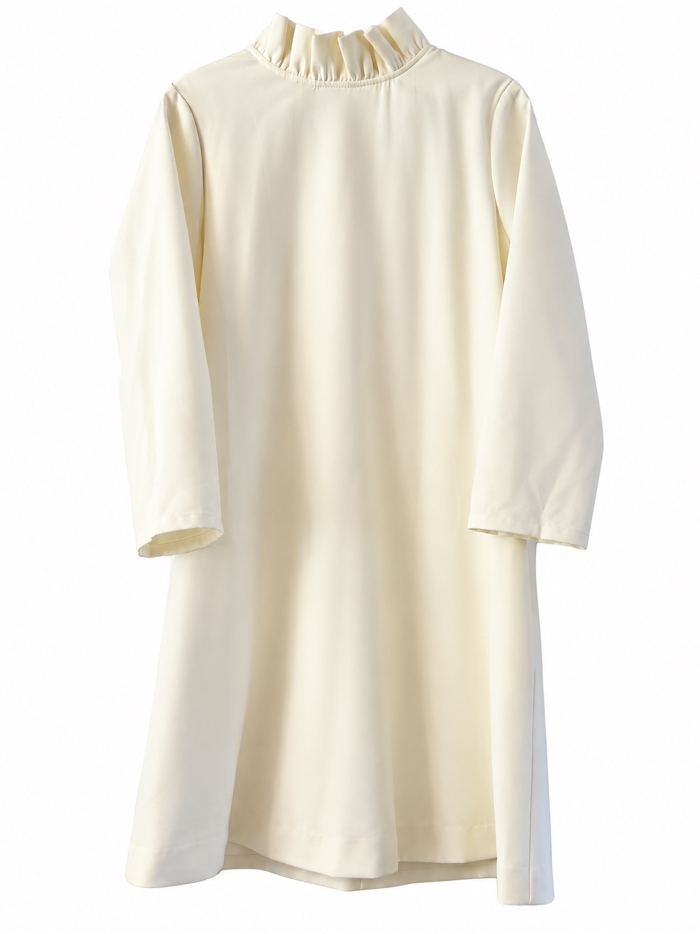 Tuckernuck Cream Ruffle-Neck Long Sleeve Dress